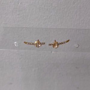 RENATA | S925 Sterling Silver | 18k Gold Plated I Nude Cubic Zirconia | Teardrop Linear Stud | Earring