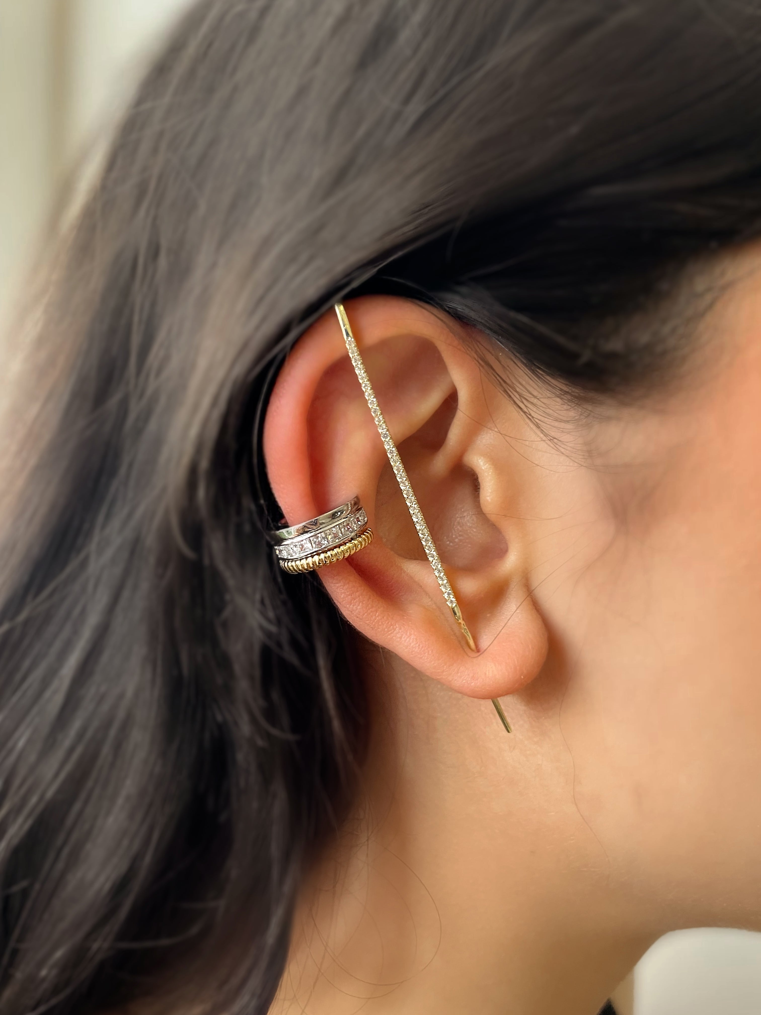Siren| Gold and Silver Layered Ear Cuff|Pair