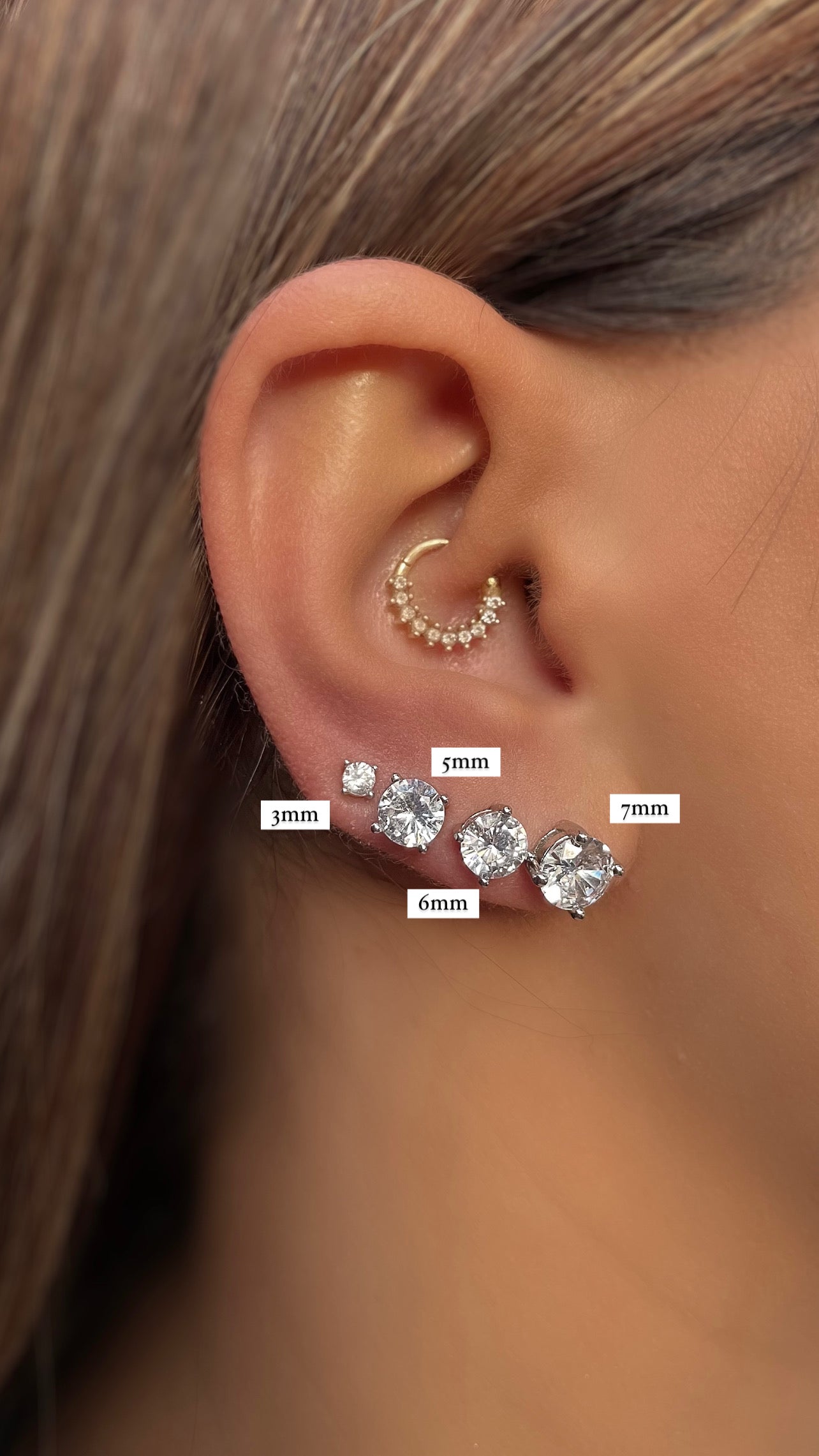 CLASSIC STUDS | S925 Sterling Silver | 18ct Gold Plated | Cubic Zirconia |  Stud Earring