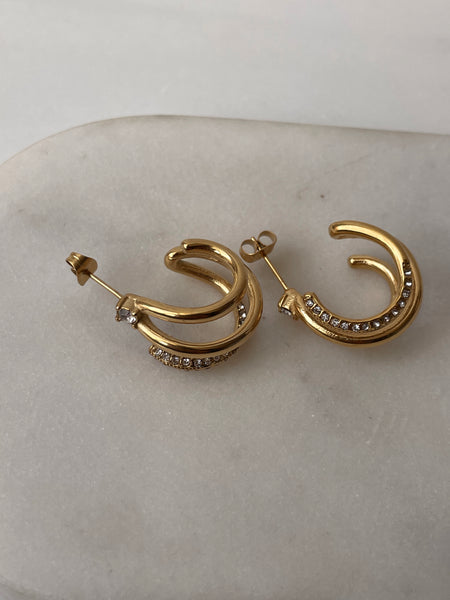 DELUXE | Tarnish Free | Gold Triple-Layer Encrusted | Earring
