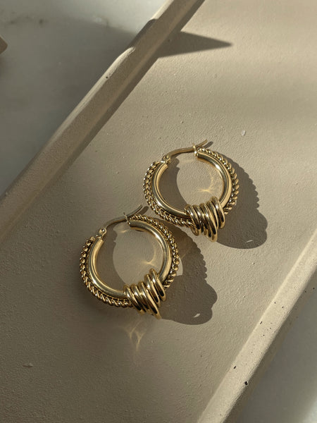 EMBER | Tarnish Free | Gold Plated Woven Hoops | Earring