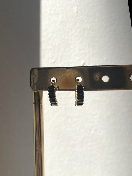 ANNIKA | Cubic Zirconia Baguette Huggies | S925 Sterling Silver 18ct Gold Plated | Earrings