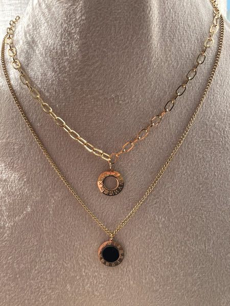 RITCHIE | Tarnish-Free | Gold Double Layer Paperclip Circular Pendant | Necklace