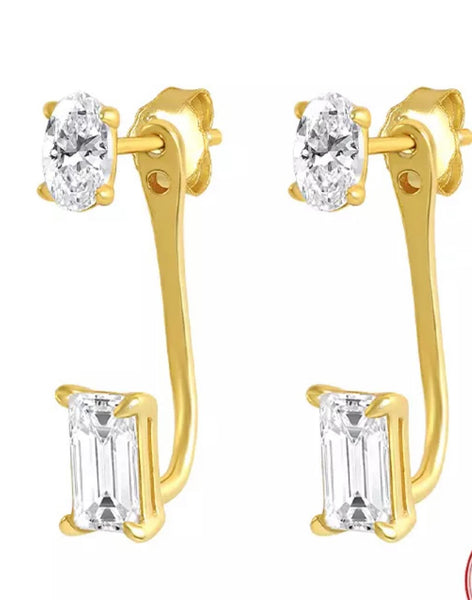 ALAYA | S925 Sterling Silver 18ct Gold Plated I Cubic Zirconia | Stud Wrap Earring
