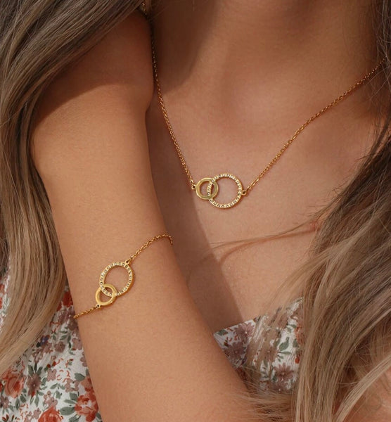 JEMIMA | Cubic Zirconia Circular Link Necklace/Bracelet | Tarnish-Free