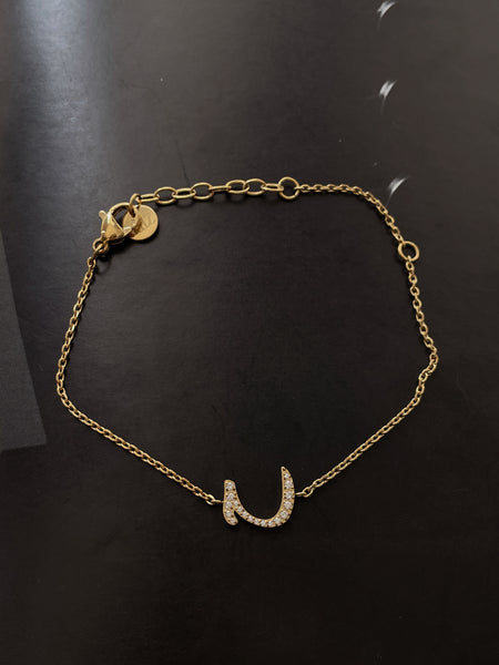 DAZZLING ARABIC INITIAL BRACELETS I Kids/Adults | Tarnish Free | Stainless Steel I 18ct gold/ rhodium plated Cubic Zirconia