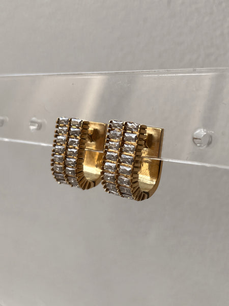 EXECUTIVE | Tarnish Free | Gold/Silver U-Shape Encrusted | Earring