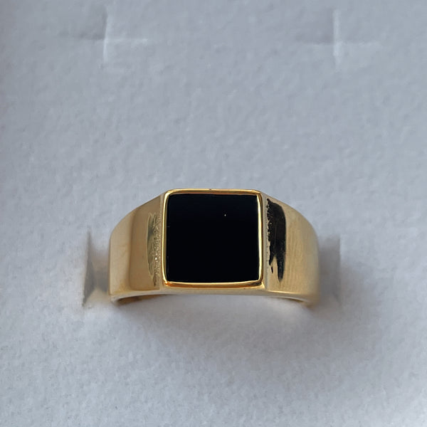 VERA | Tarnish Free | Gold and Black Chunky Signet | Ring