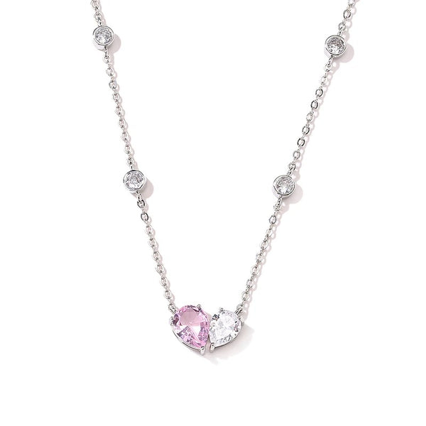 BROOKLYN | Pink and Clear Teardrop Luxury Necklace/Earrings | AAA Grade Cubic Zirconia