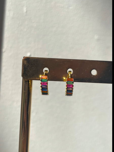 ANNIKA | Cubic Zirconia Baguette Huggies | S925 Sterling Silver 18ct Gold Plated | Earrings