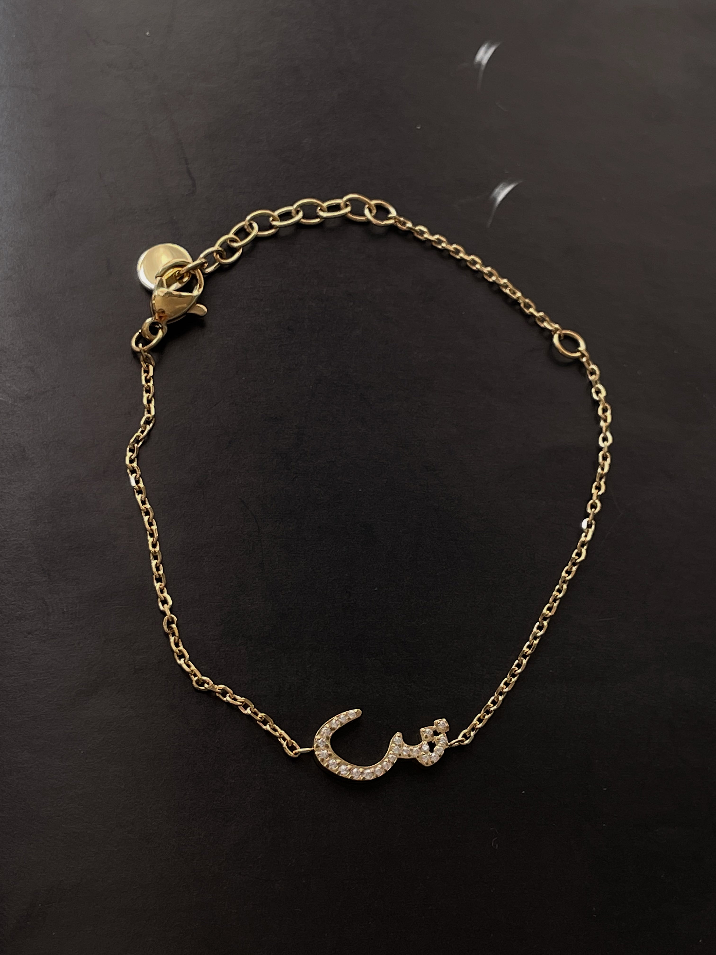 DAZZLING ARABIC INITIAL BRACELETS I Kids/Adults | Tarnish Free | Stainless Steel I 18ct gold/ rhodium plated Cubic Zirconia