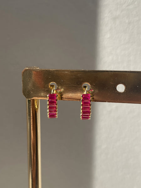 ANNIKA | Cubic Zirconia Baguette Huggies | S925 Sterling Silver 18ct Gold Plated | Earrings