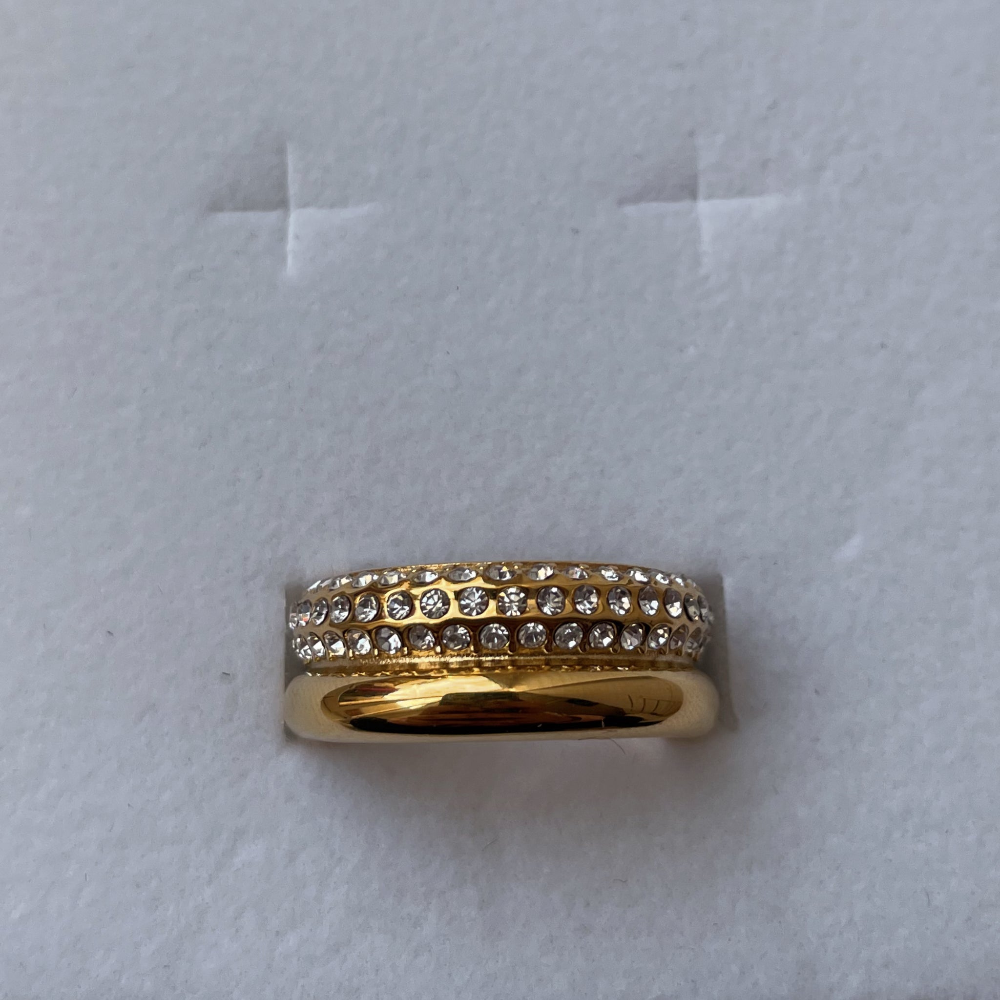 AYAZ | Tarnish Free | Cubic Zirconia Encrusted Gold Double Layer | Ring