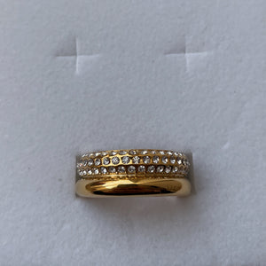 AYAZ | Tarnish Free | Cubic Zirconia Encrusted Gold Double Layer | Ring