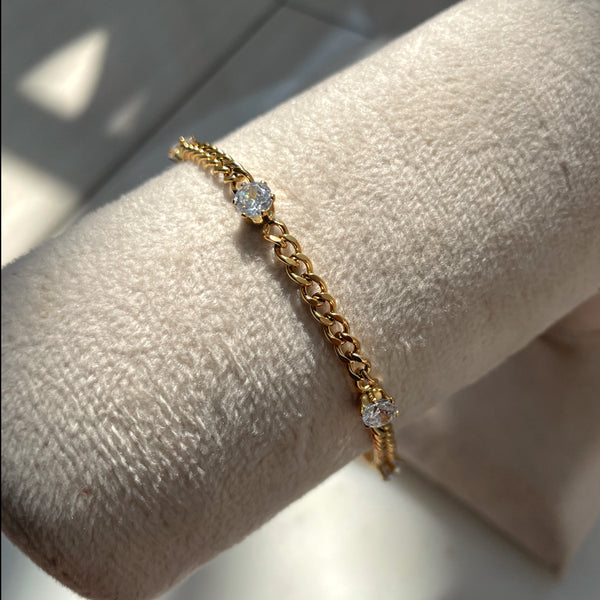 DIAMOND MILK | Tarnish Free | Cubic Zirconia | Gold Cuban Necklace/Bracelet