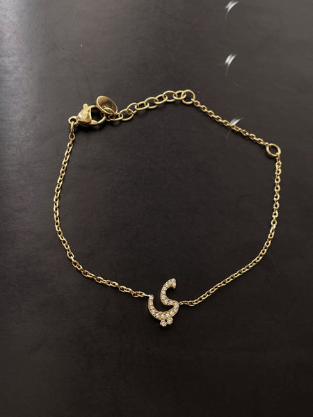 DAZZLING ARABIC INITIAL BRACELETS I Kids/Adults | Tarnish Free | Stainless Steel I 18ct gold/ rhodium plated Cubic Zirconia