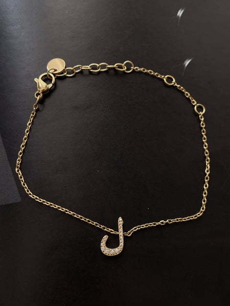 DAZZLING ARABIC INITIAL BRACELETS I Kids/Adults | Tarnish Free | Stainless Steel I 18ct gold/ rhodium plated Cubic Zirconia