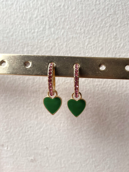 AQUA | Blue/Green/Pink Gold Encrusted Heart | Earring