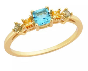 RAYNE I S925 Sterling Silver 18ct Gold Plated I Blue-Orange-Green Cubic Zirconia | Ring