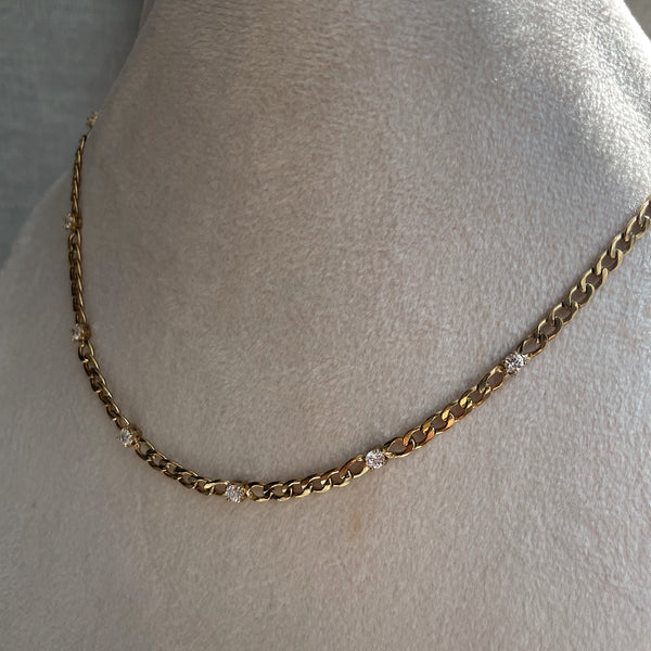 DIAMOND MILK | Tarnish Free | Cubic Zirconia | Gold Cuban Necklace/Bracelet