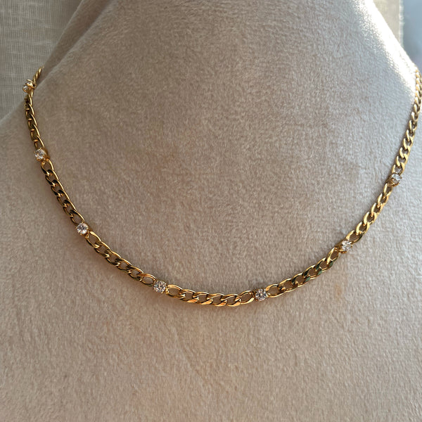 DIAMOND MILK | Tarnish Free | Cubic Zirconia | Gold Cuban Necklace/Bracelet