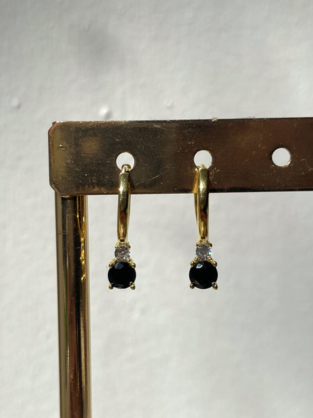 HADLEY | Cubic Zirconia Drop Huggies | S925 Sterling Silver 18ct Gold Plated | Earrings