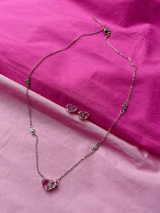 BROOKLYN | Pink and Clear Teardrop Luxury Necklace/Earrings | AAA Grade Cubic Zirconia