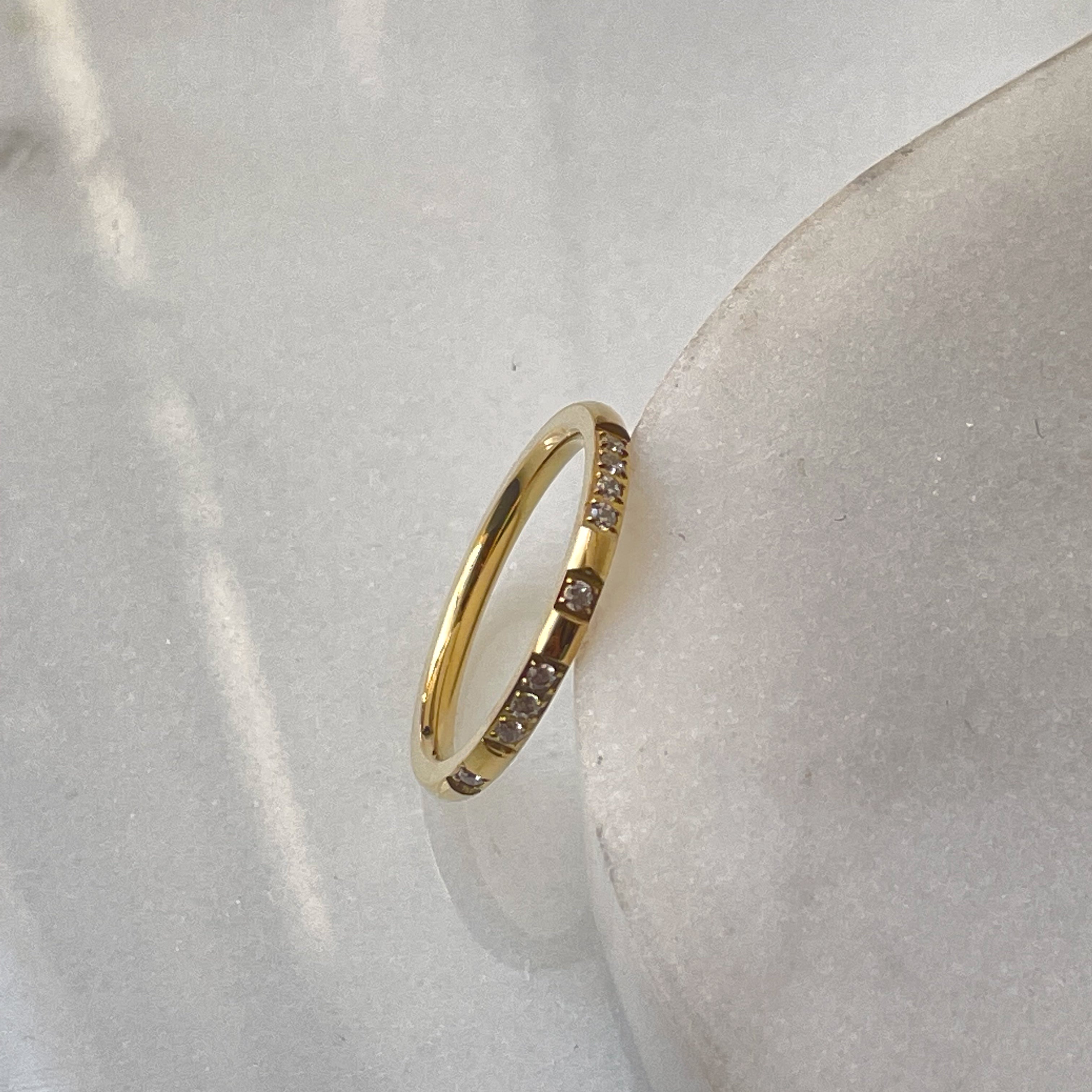 SOLEIL | Tarnish Free | Cubic Zirconia Encrusted Gold | Ring
