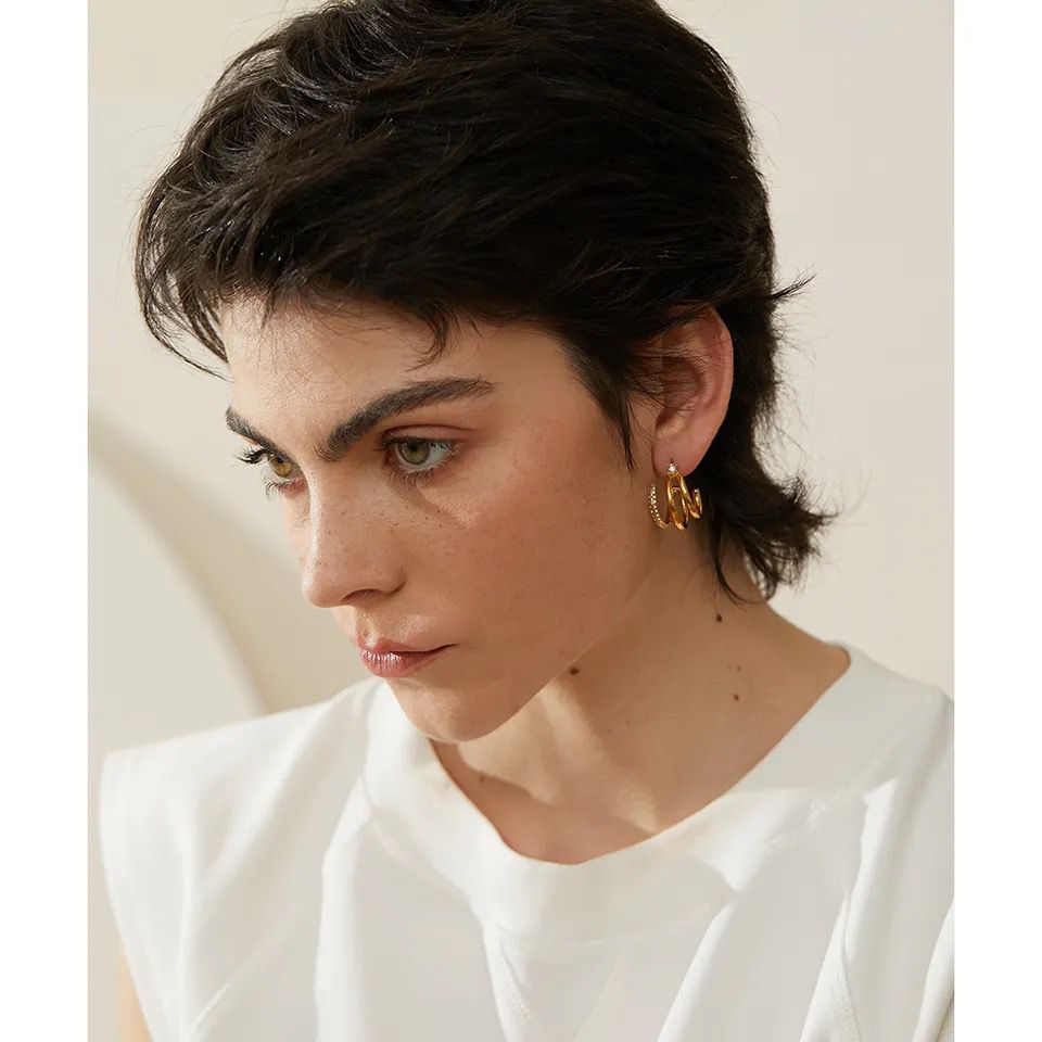DELUXE | Tarnish Free | Gold Triple-Layer Encrusted | Earring