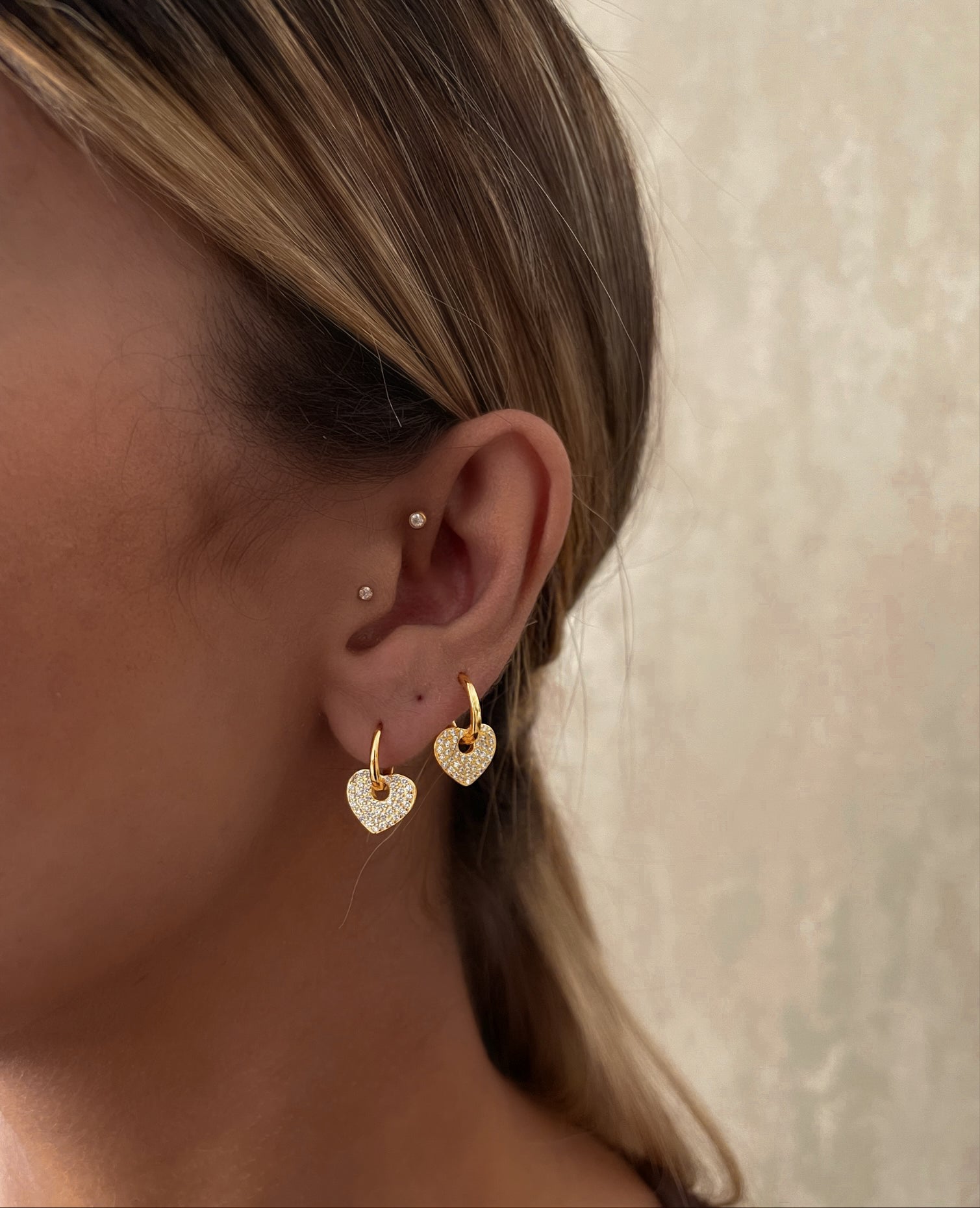 LOVERGIRL | S925 Sterling Silver 18ct Gold/Platinum Plated I Cubic Zirconia | Heart Charm Earring