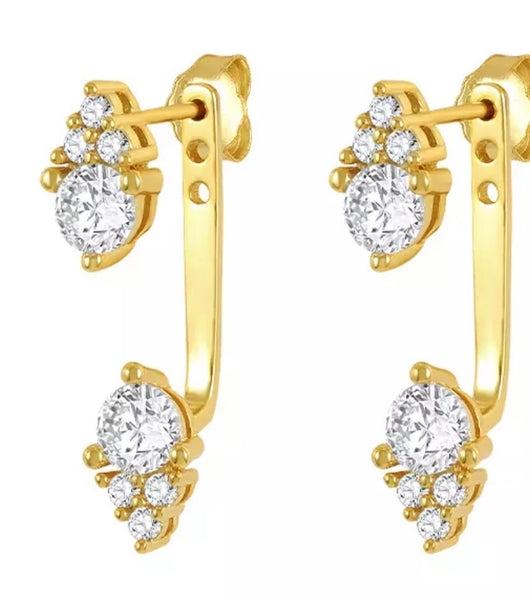 ANISA | S925 Sterling Silver 18ct Gold Plated I Cubic Zirconia | Stud Wrap Earring