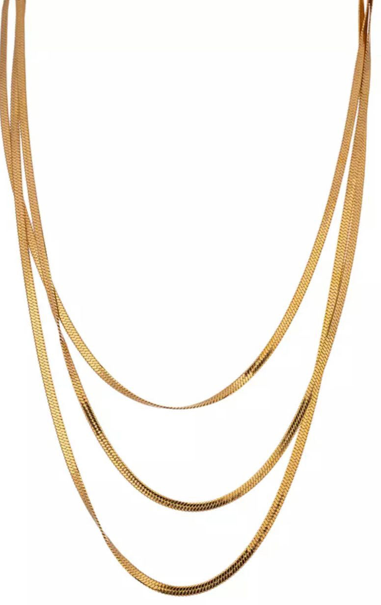 VANCOUVER | Tarnish Free | Triple Layer Gold/Silver Snakechain |  Necklace