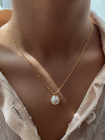 SALMA | Tarnish Free | S925 Sterling Silver 18ct Gold Plated  | Pearl Drop Necklace