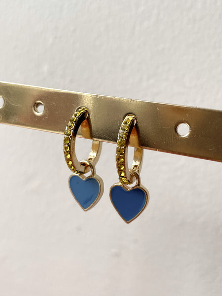 AQUA | Blue/Green/Pink Gold Encrusted Heart | Earring