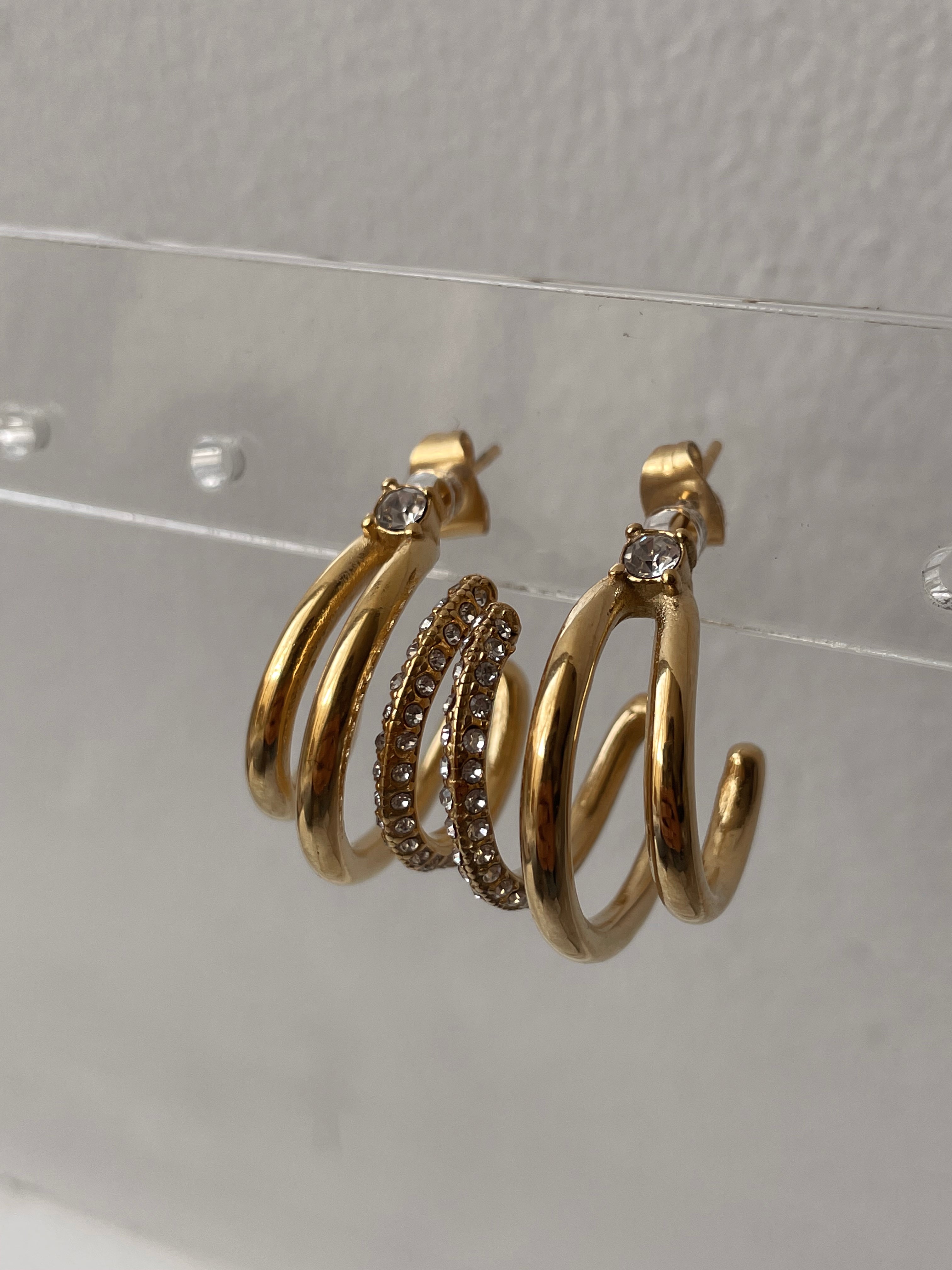 DELUXE | Tarnish Free | Gold Triple-Layer Encrusted | Earring