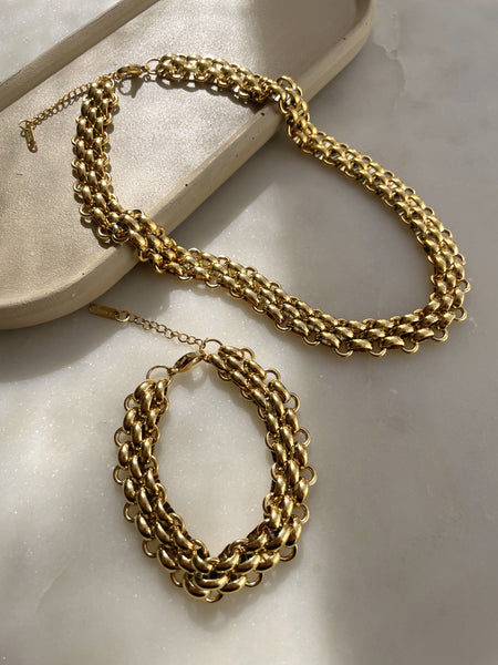 HAMPTONS | Tarnish-Free | Gold Chunky Woven Link | Necklace/Bracelet