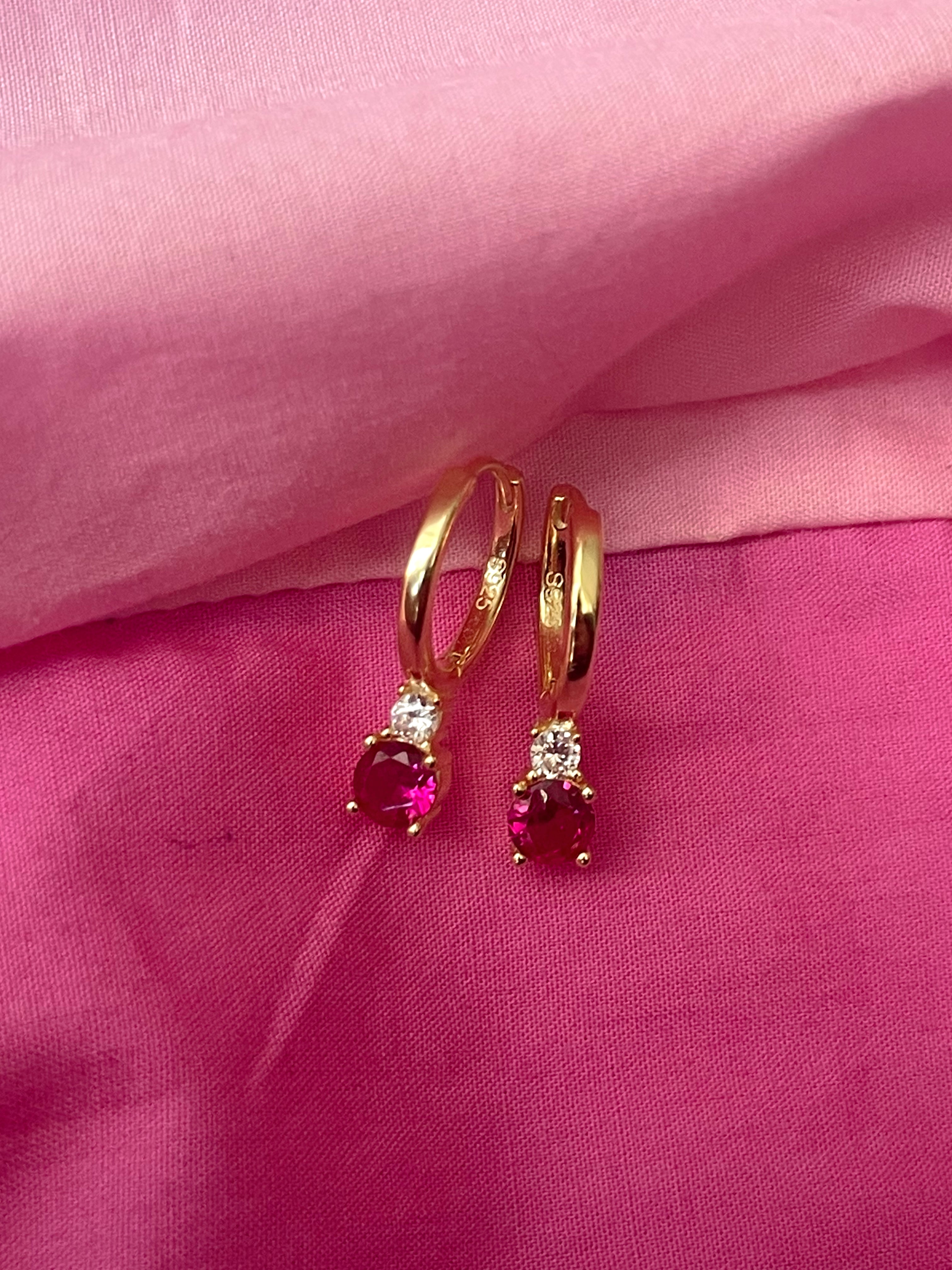 HADLEY | Cubic Zirconia Drop Huggies | S925 Sterling Silver 18ct Gold Plated | Earrings