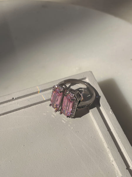 STACIE I Luxury Pink Open Ring | AAA Grade Cubic Zirconia | Adjustable