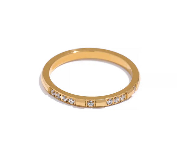 SOLEIL | Tarnish Free | Cubic Zirconia Encrusted Gold | Ring