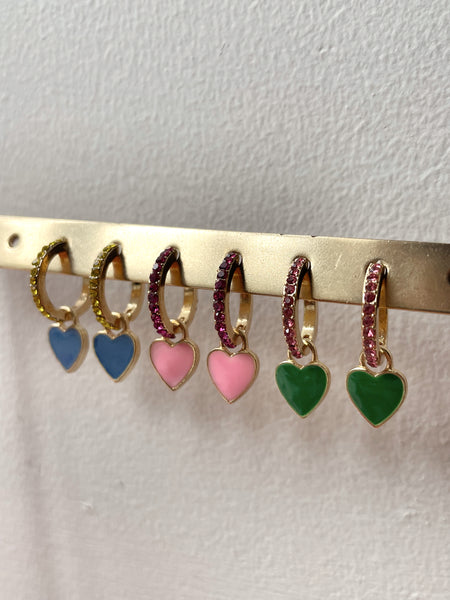 AQUA | Blue/Green/Pink Gold Encrusted Heart | Earring