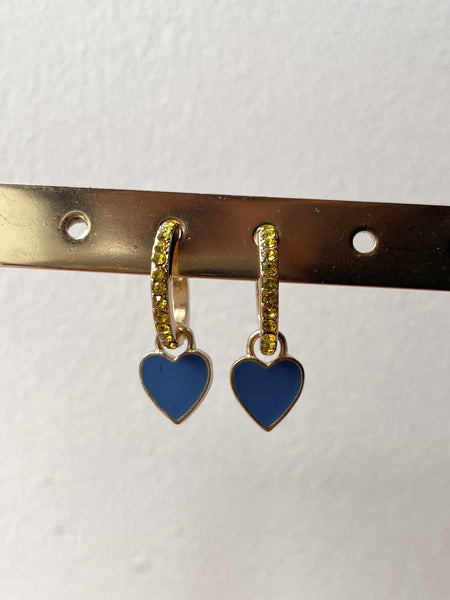 AQUA | Blue/Green/Pink Gold Encrusted Heart | Earring