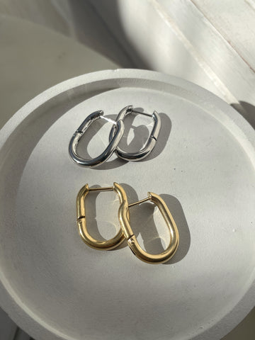 HAILEY | Tarnish Free | Gold/Silver Oval Hoops | Earring