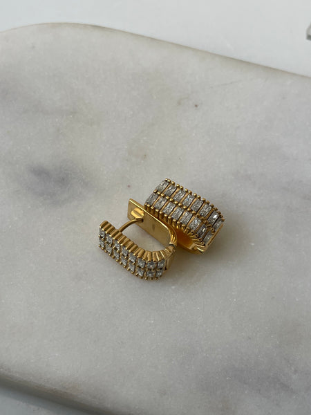 EXECUTIVE | Tarnish Free | Gold/Silver U-Shape Encrusted | Earring