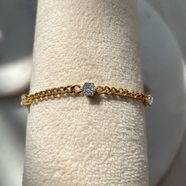 DIAMOND MILK | Tarnish Free | Cubic Zirconia | Gold Cuban Necklace/Bracelet