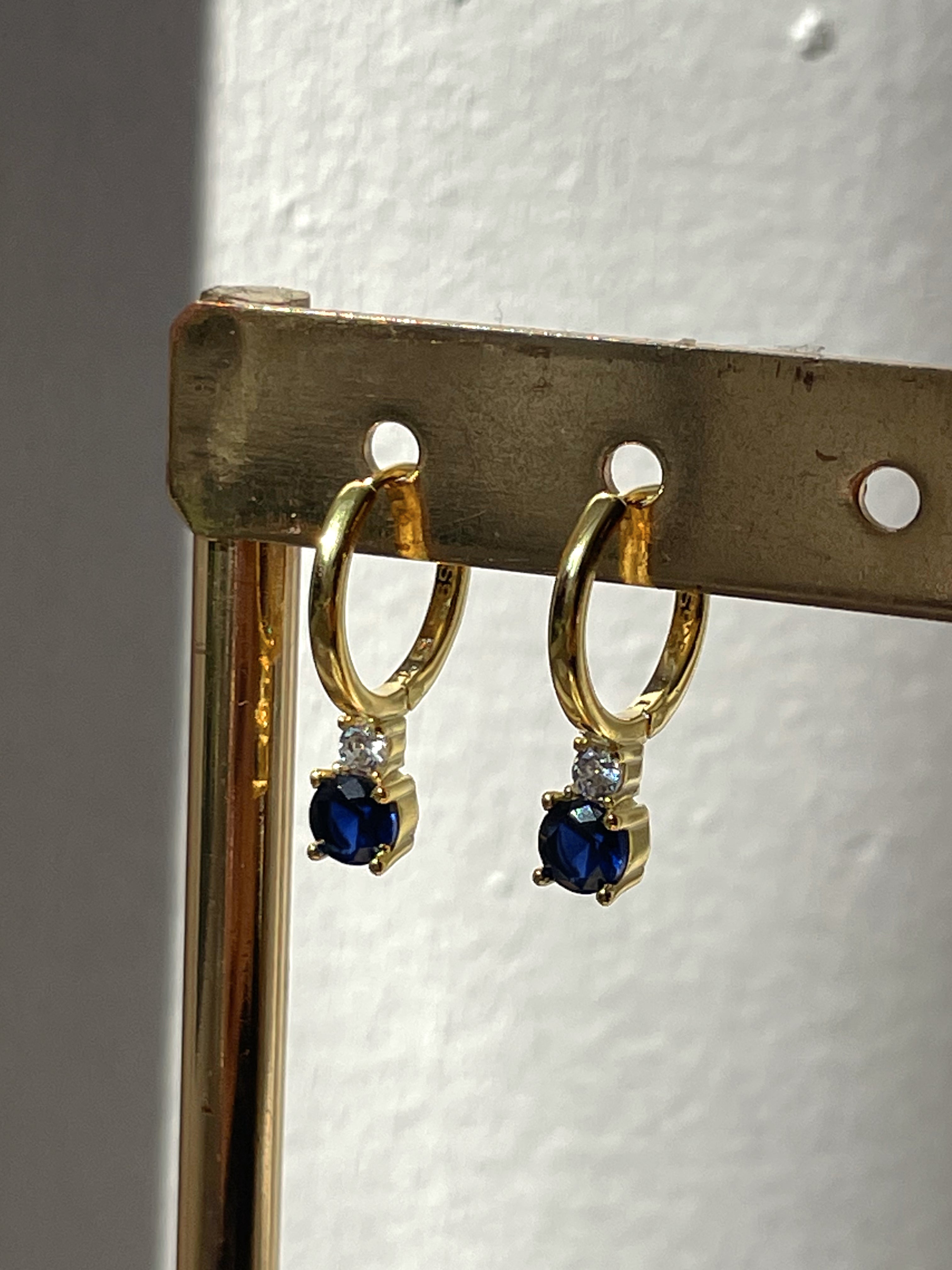 HADLEY | Cubic Zirconia Drop Huggies | S925 Sterling Silver 18ct Gold Plated | Earrings