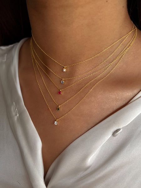 SERENITY | Tarnish Free | S925 Sterling Silver 18ct Gold Plated | Cubic Zirconia | Dainty Drop Necklace