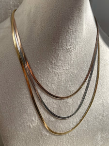 MIMOSA | Tarnish Free | Triple Layer Gold-Silver-Rose Gold Snakechain |  Necklace