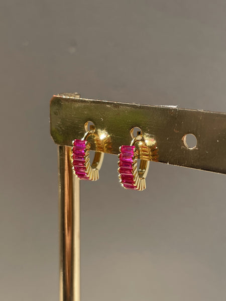 ANNIKA | Cubic Zirconia Baguette Huggies | S925 Sterling Silver 18ct Gold Plated | Earrings