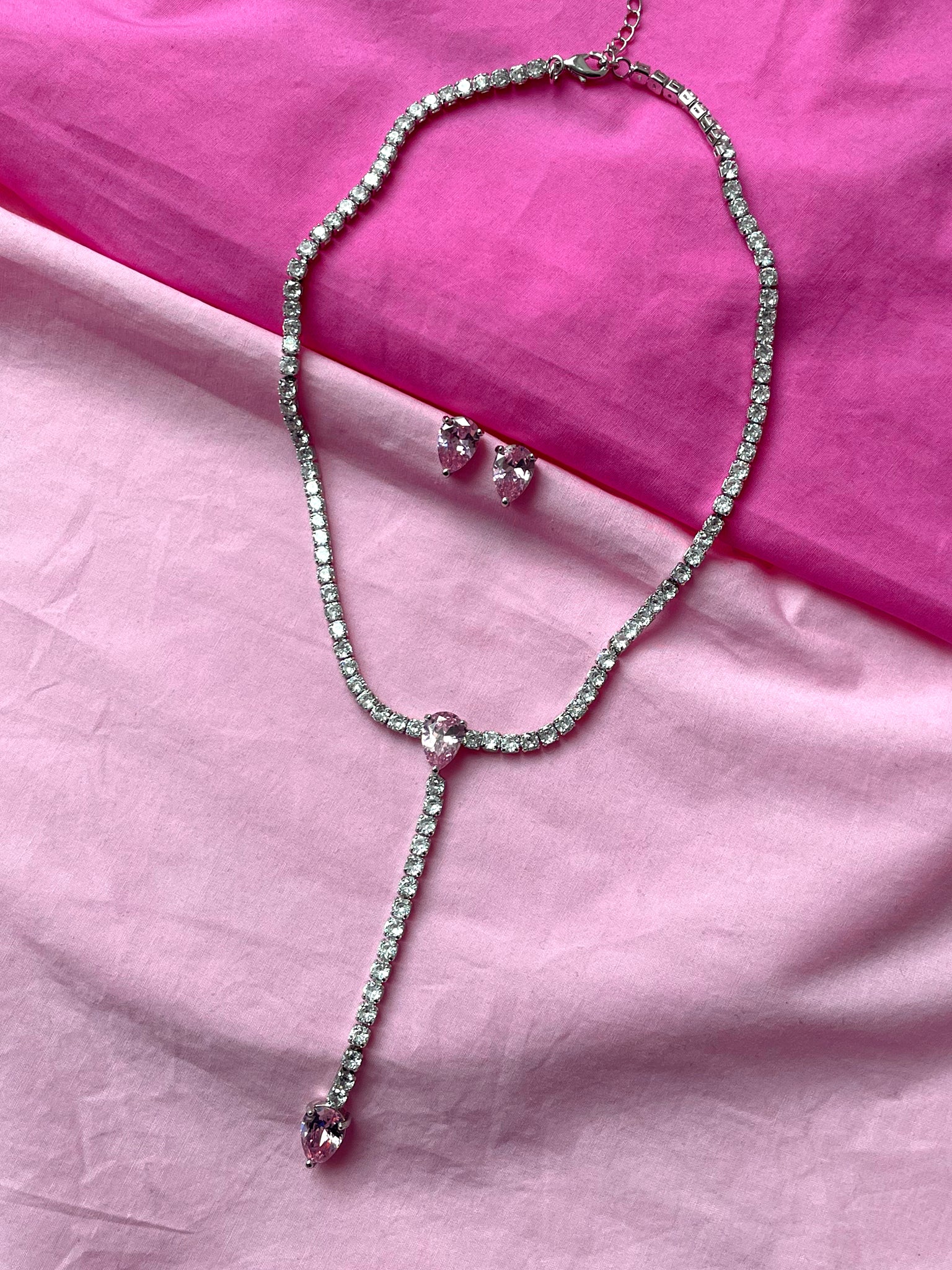 ROSELLA I Luxury Cubic Zirconia Pink/Emerald Necklace I AAA Grade Cubic Zirconia