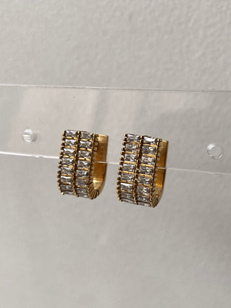 EXECUTIVE | Tarnish Free | Gold/Silver U-Shape Encrusted | Earring